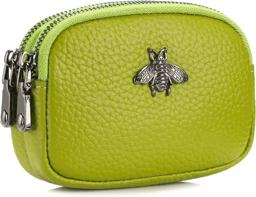 Vista 28 de Monedero de cuero para mujer, billetera pequeña para mujer, bolsa de cambio A-Negro