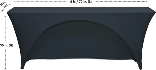 Vista 3 de YOUR CHAIR COVERS - Mantel elástico rectangular de elastano de 6 pies x 18 pulgadas, con espalda abierta para aula, color negro