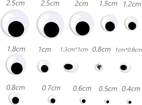 Vista 2 de CCINEE 1150pcs Wiggle Eyes Surtido de plástico a granel Ojos Googly autoadhesivos 0.157 in-0.984 in para manualidades pegatina DIY proyecto