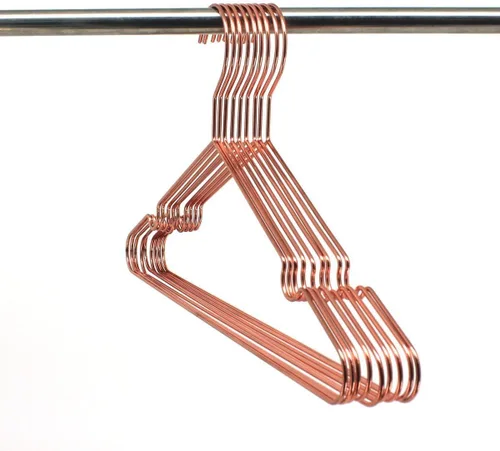 Vista 3 de Paquete de 10 perchas de 13 pulgadas para niños, color oro cobre rosa, con alambre de metal brillante, para almacenamiento y exhibición de camisas