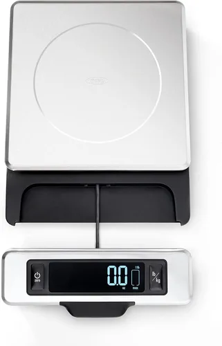 Vista 5 de OXO Termómetro termopar Good Grips y balanza de alimentos de acero inoxidable de 11 libras con pantalla extraíble