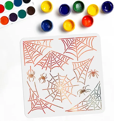 Vista 9 de MAYJOYDIY 4 plantillas Happy Hanukkah de 11.8 x 11.8 pulgadas, plantillas de Menorah Dreidel Star of David con pincel de pintura, plantilla de Feliz