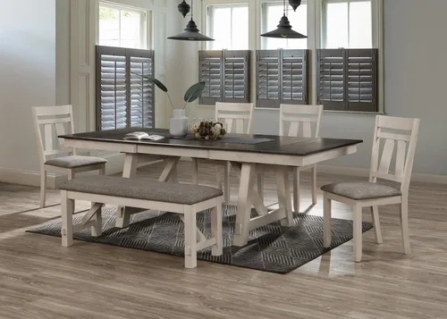 Vista 21 de WILLIAMSPACE Mesa de Comedor Extensible de Madera de 106" para 8 a 12, Mesa de Cocina Rectangular Rústica Campestre, Mesa de Comedor Grande