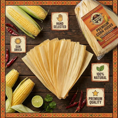 Vista 3 de Hojas de maíz para tamales 1 libra – Hojas de maíz secas premium, envolturas de hoja mexicana naturales y auténticas, frescas y sabrosas de El