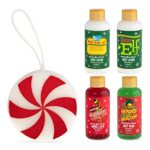 Vista 2 de MAD Beauty Warner Bros Elf Gimbels - Juego de baño y cuerpo, gel de baño, baño de burbujas, loción, crema de manos, aroma de gota de goma de mascar