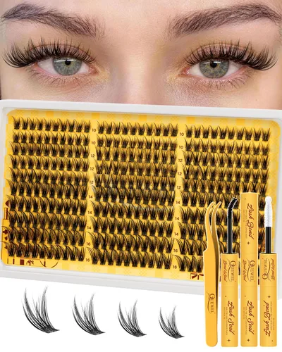 Vista 21 de Kit de racimos de pestañas QUEWEL, 320 piezas, extensiones de pestañas en racimo de 30D, racimos de pestañas de 9-16mm, kit de pestañas dispersas