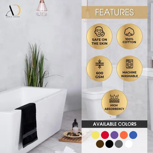 Vista 3 de Ample Decor Juego de 12 toallas de baño de 600 GSM, 100% algodón, 4 toallas de baño, 4 toallas de mano, 4 paños de lavado, absorbentes y suaves