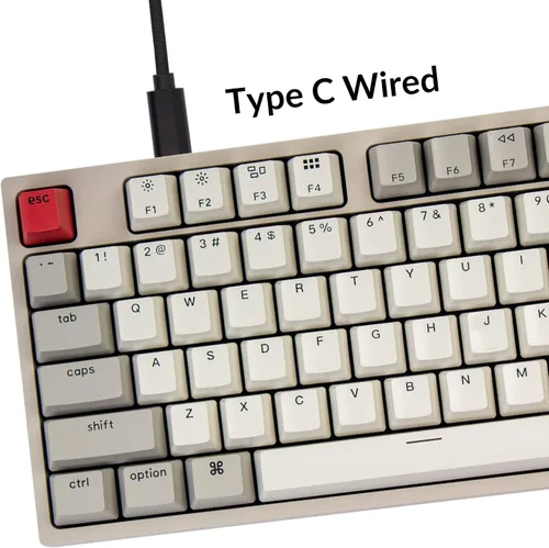 Vista 2 de Keychron Teclado mecánico con cable intercambiable en caliente C1 para diseño Mac, interruptor rojo mecánico Keychron cable USB tipo C teclas ABS