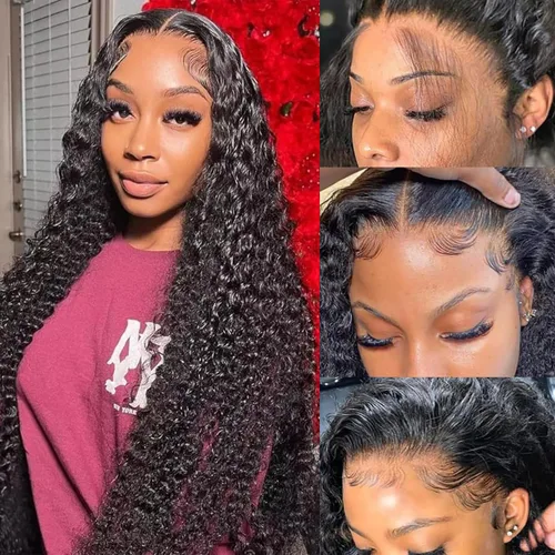 Vista 14 de Pelucas de cabello humano con encaje frontal de onda profunda 13x4 HD, malla frontal transparente, para mujeres, rizada, húmeda y ondulada, sin Onda