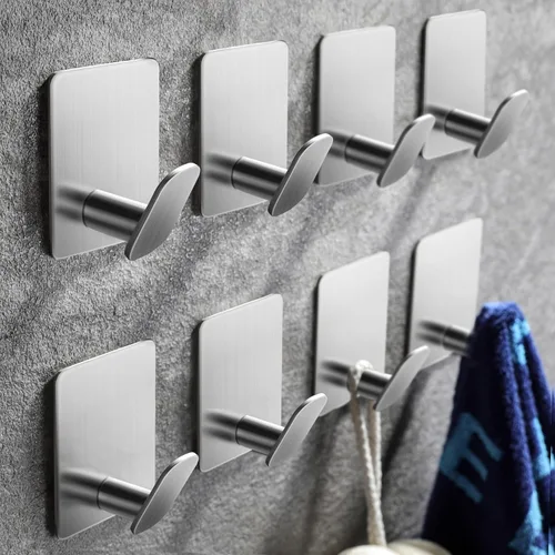 Vista 17 de DELITON Ganchos adhesivos – Paquete de 4 ganchos de pared para toallas/abrigos, para baño o cocina (negro mate, acero inoxidable)