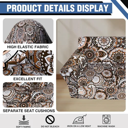Vista 2 de Fundas elásticas para silla, fundas elásticas para sillón de 2 piezas, fundas de sofá lavables con diseño floral para sillón, protector de muebles