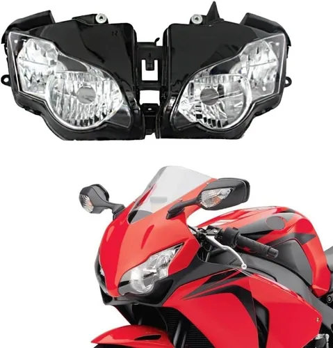 Vista 21 de Ensamble de lámpara de faro delantero para motocicleta compatible con Yamaha YZF600 R6 2006 2007 06 07 YZF-R6 Faro frontal transparente para moto