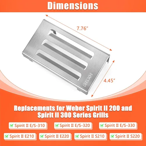 Vista 2 de QuliMetal Deflector de calor de acero inoxidable 304 67060 para Spirit II 200 y Spirit II serie 300, Spirit ii e-210, e-310 modelos años 2017