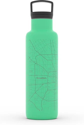Vista 33 de Well Told Botella de agua aislada con mapa de Washington DC grabado, botella de acero inoxidable grabada (21 onzas, blanco) botella aislada de mapa