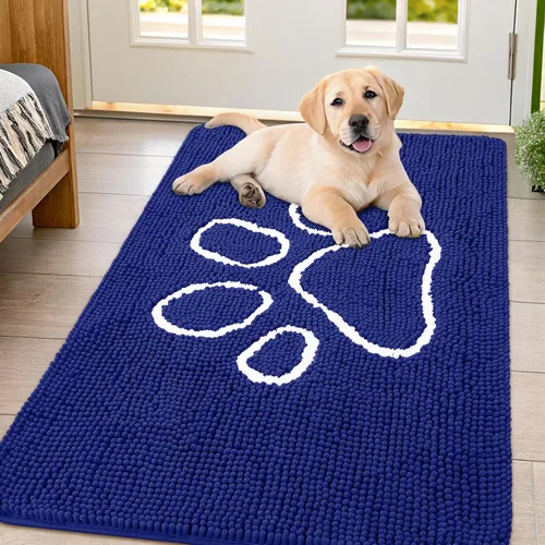 Vista 169 de Smiry Tapete para puerta de perro para patas fangosas, absorbente y Gris y negro