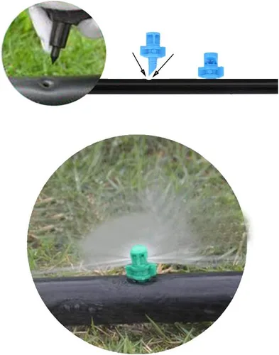 Vista 4 de 90 unids, 90/180/360 ángulo rociadores en miniatura jardín césped agua atomización rociador boquilla sistema de riego planta riego riego jardín riego