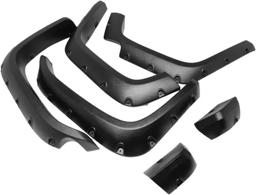 Vista 4 de DNA Motoring WF-81013-MBK - 4 guardabarros de rueda con diseño remachado de bolsillo, color negro Negro mate
