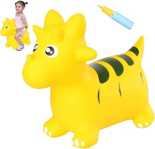 Vista 25 de INPANY Caballo rebotador, juguetes saltarines de oso, animal saltarín para niños pequeños, juguete de goma para montar y rebotar para niños, lindos