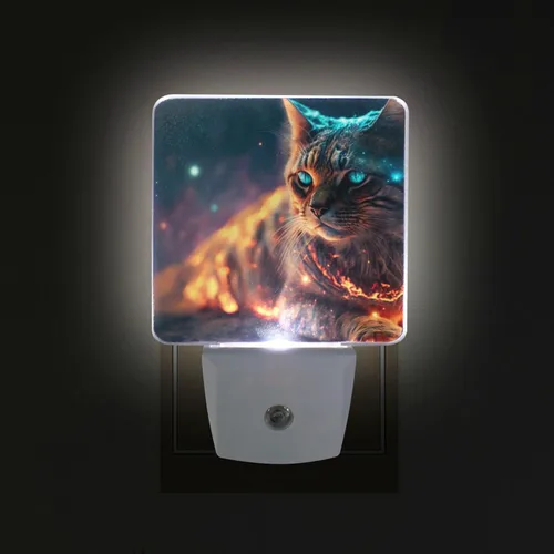 Vista 3 de Paquete de 2 luces de noche decorativas con sensor de atardecer a amanecer, lámpara de noche LED, enchufe de 3 × 4.5 × 1.4 pulgadas