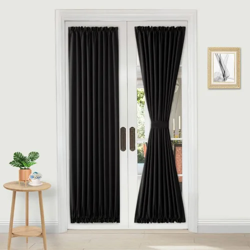 Vista 128 de DWCN Cortinas para Puertas Francesas – Cortinas opacas térmicas con bolsillo para barra para puertas con ventana de cristal, puertas de cocina