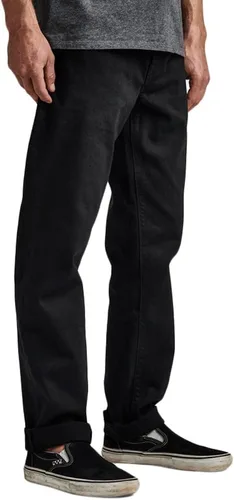 Vista 5 de Roark Pantalones de mezclilla HWY 128 de sarga rotos de corte recto para hombre, elegante diseño de 5 bolsillos, pantalones casuales para uso diario