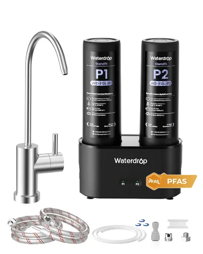 Vista 12 de Waterdrop 10UA PRO Filtro de agua para debajo del fregadero, no se requiere perforación, recordatorio de tiempo, fácil instalación, reduce el plomo