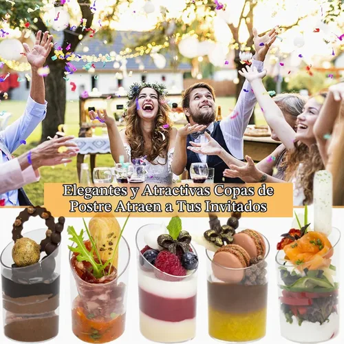 Vista 4 de TOFLEN - Paquete de 100 mini tazas de postre de 2.2 onzas con cucharas