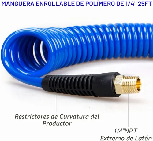 Vista 4 de Kit de Accesorios para Compresor de Aire de Servicio Pesado de 16 Piezas, Kit de Manguera para Compresor de Aire de Polímero Retráctil de 1/4