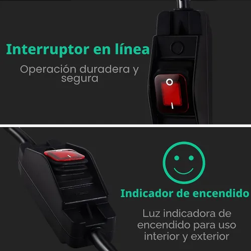 Vista 7 de Cable de extensión de interruptor de encendido/apagado impermeable para exteriores, resistente 125 V/250 V, cable SJTW negro (1.5 pies, negro)