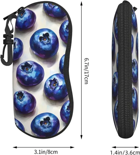 Vista 2 de Estuche para lentes de sol, diseño de arándanos, suave, delgado, ligero, de neopreno, con cremallera, organizador para mujeres y hombres