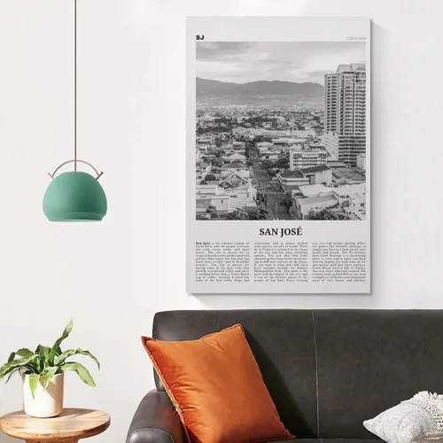 Vista 4 de Impresión de San José en blanco y negro de Costa Rica, arte de pared de San José, póster de San José, foto de San José, póster artístico en lienzo