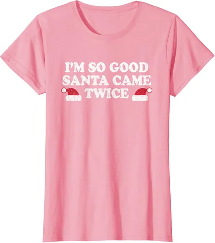 Vista 12 de Camiseta de Navidad con texto en inglés "I'm so good Santa came tware" Negro