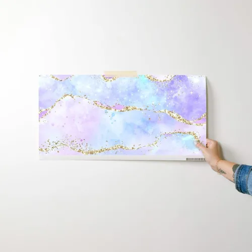 Vista 7 de Spoonflower Papel tapiz para despegar y pegar, acuarela pastel, lila, morado, lavanda, azul, púrpura, nubes, cielo, papel tapiz extraíble