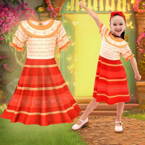 Vista 7 de Encanto Costume Dress For Girls Kids Princess Dress Up Clothes For Halloween Cosplay Birthdays As Girls Outfits Gifts