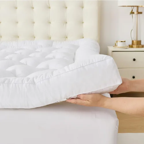 Vista 8 de WhatsBedding Cubrecolchón de espuma viscoelástica de 4 pulgadas, tamaño Queen, relleno de espuma viscoelástica triturada y esponjosa, cubrecolchón
