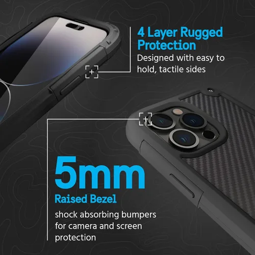 Vista 4 de Pelican Shield Kevlar Series - Funda para iPhone 14 Pro de 6.1 pulgadas [Compatible con MagSafe] Funda de carga magnética para teléfono con clip