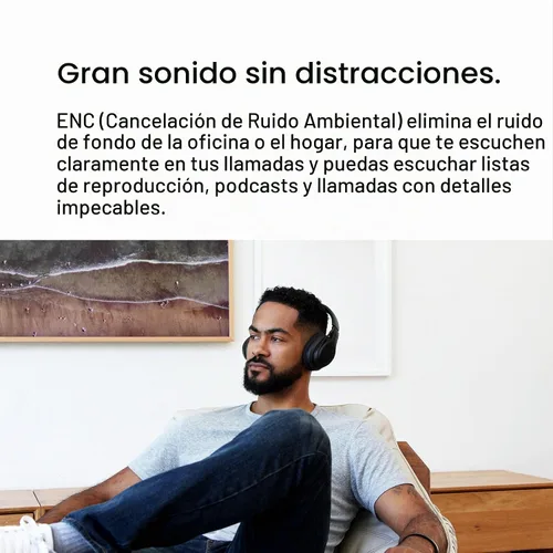 Vista 6 de Belkin Auriculares inalámbricos SoundForm Adapt, micrófono Boom, batería 45H Auriculares sobre la oreja, diseño plegable, USB-C y opción con cable