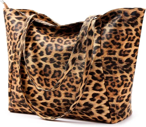 Vista 10 de KALIDI Bolso Tote Grande de Cuero Vegano para Mujer, Bolso de Hombro, Casual, con Cremallera, para Trabajo, Fin de Semana, Estilo Hobo, 23L