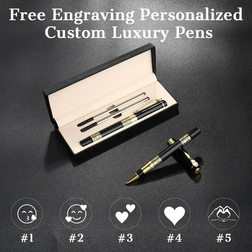 Vista 5 de Bnesi Bolígrafo de lujo, juegos de bolígrafos de escritura personalizados, bonitos bolígrafos para hombres y mujeres, regalo profesional, ejecutivo