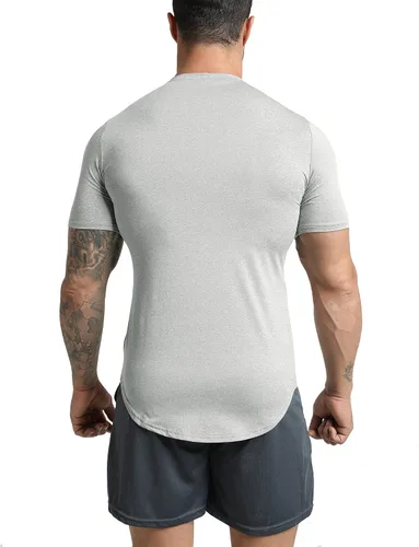 Vista 5 de GYM REVOLUTION Paquete de 5 camisetas de entrenamiento para hombre, hipster, dobladillo curvado, fitness, hip hop