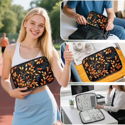 Vista 7 de Autumn Leaves Fall Electronics Travel Organizer Case, Tech Accessories Cable Storage Bag for Cords, Charger, Phone, Hard Drive
