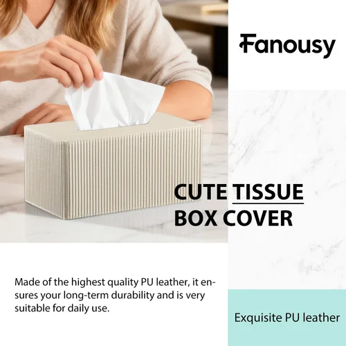 Vista 3 de Funda rectangular grande para caja de pañuelos con cinturón inferior, se adapta a 230 unidades Kleenex, moderno soporte dispensador de pañuelos