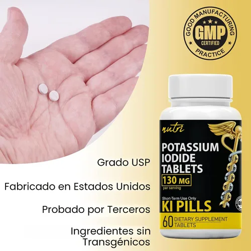 Vista 3 de Tabletas de radiación de yoduro de potasio de 130 mg - (60 tabletas) EXP 10/2032 - Ki Pills Tablets de yodo de potasio para radiación - Píldoras