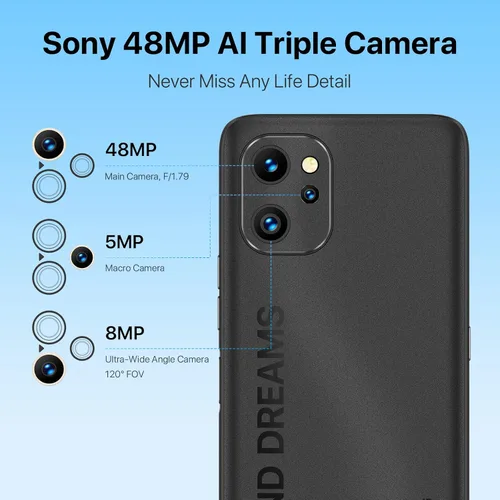 Vista 9 de UMIDIGI Teléfono celular desbloqueado 5G, banda global, AT&T, versión, T-Mobile, Octa-core 8GB RAM+128GB ROM teléfono Android, 6.7 pulgadas HD