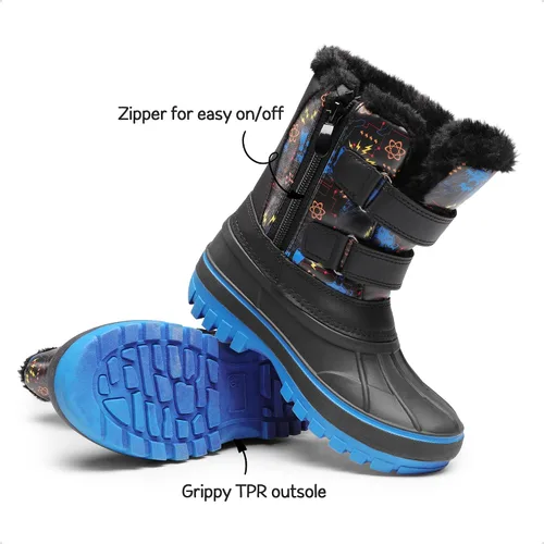 Vista 2 de DREAM PAIRS Botas de nieve de invierno para niños y niñas, hasta la pantorrilla