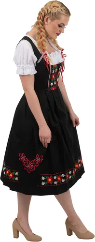 Vista 3 de Dirndl Trachten Haus Vestido largo de 3 piezas para camarera de Oktoberfest color negro