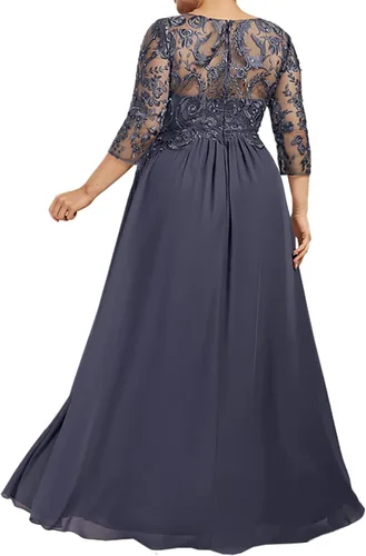 Vista 2 de Vestidos para madre de la novia, vestidos de otoño de gasa para mujer, manga 12, vestidos de noche formales con cuentas de lentejuelas