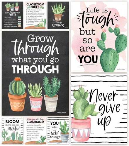 Vista 23 de Hadley Designs Póster motivacional para decoración de aula, 9 pósteres de aula de mentalidad de crecimiento, decoración de pared inspiradora
