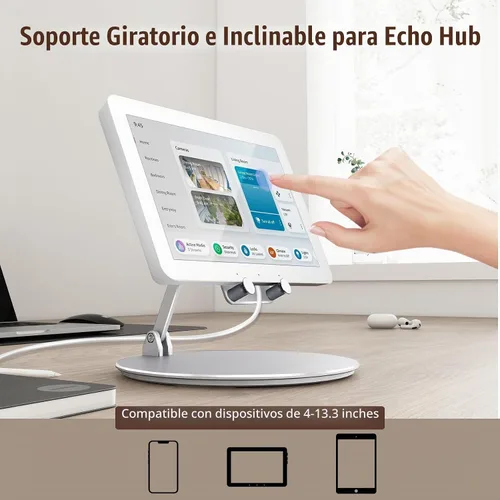Vista 4 de Soporte giratorio e inclinable para Echo Hub y iPads/tablets de 4 a
