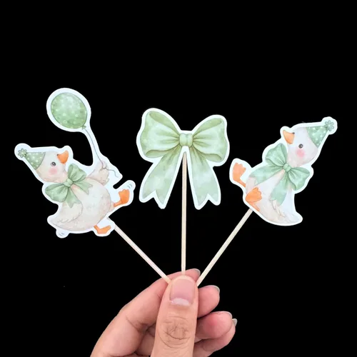 Vista 6 de ALISSAR 36 adornos verdes para cupcakes de ganso tonto, decoración